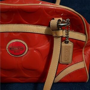 Coach Deep Orange and Tan Shoulder Bag
